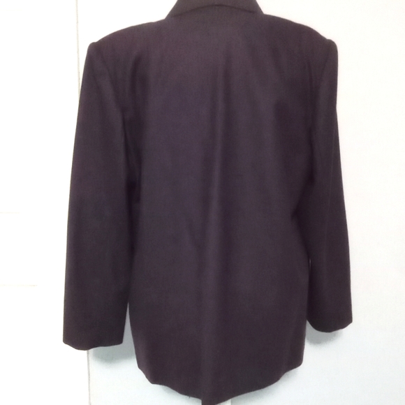 100% Pure Wool Sag Harbor Fully Lined Dark Purple Women's Blazer Size 16P - Picture 4 of 11